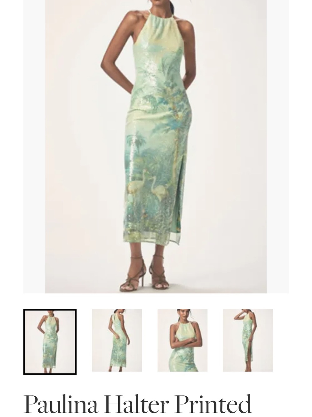 BHLDN Paulina Halter Printed Sequin Midi Dress